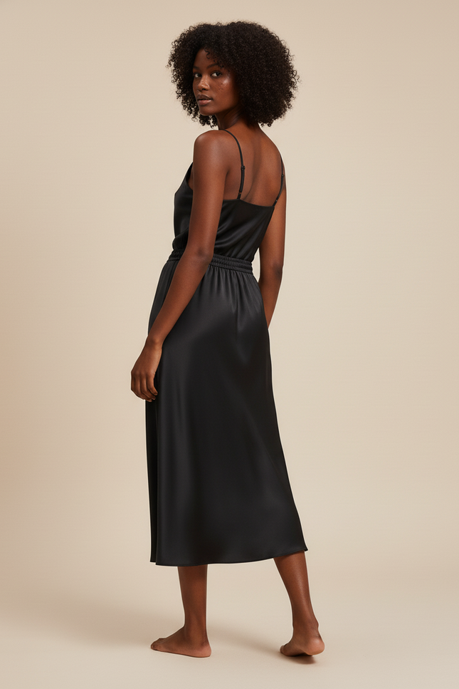 Jupe Noire Ceinture Satin