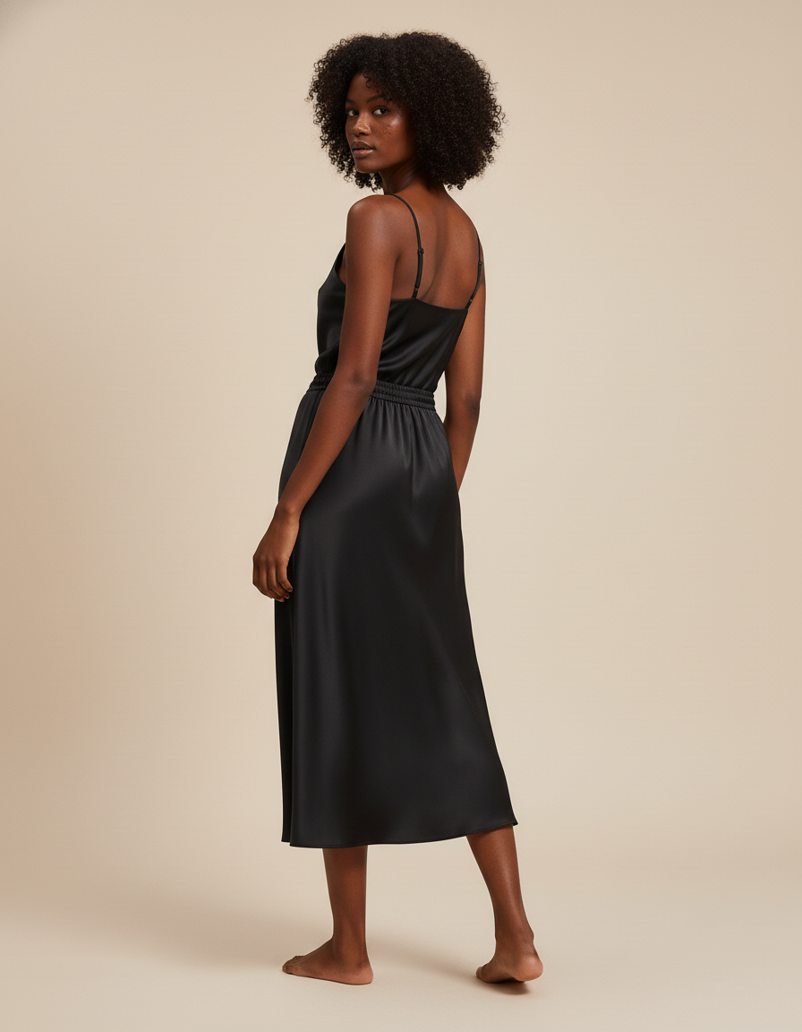 Jupe Noire Ceinture Satin