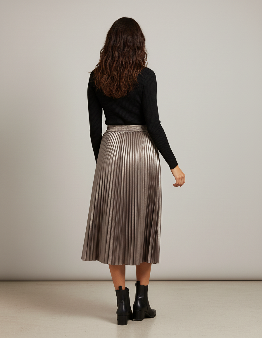 Jupe Longue Plissée Satin