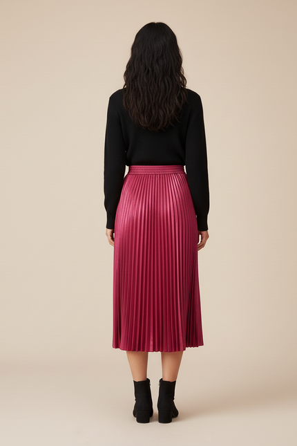 Jupe Plissée Rose Satin