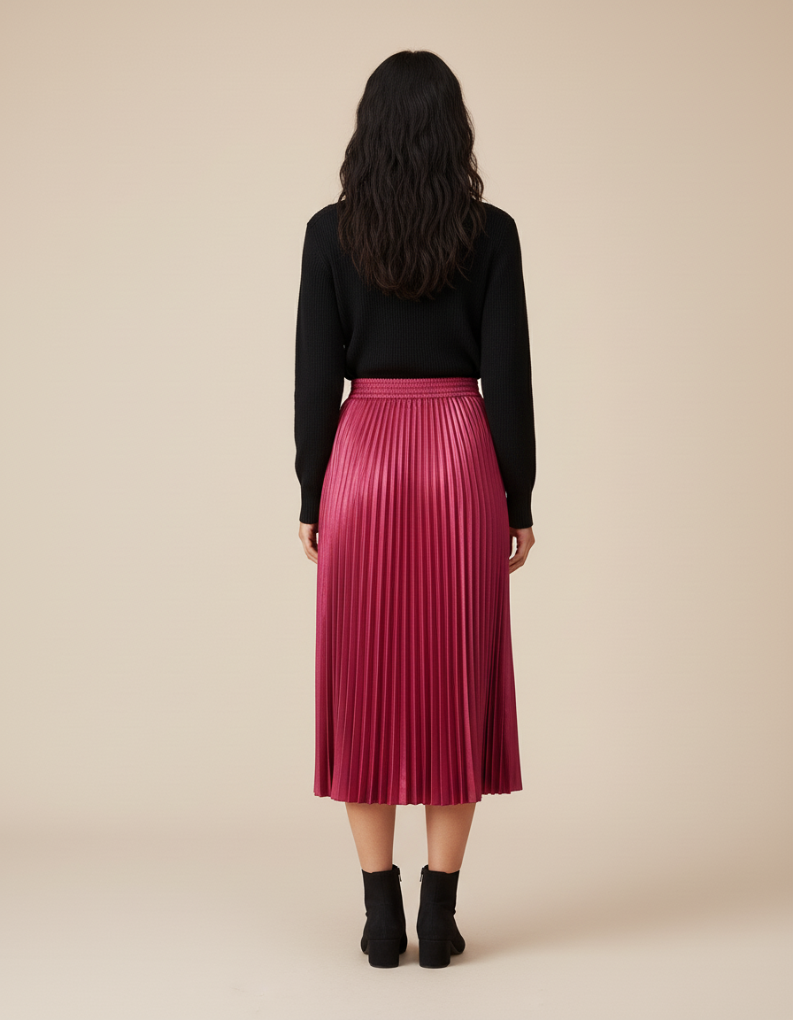 Jupe Plissée Rose Satin