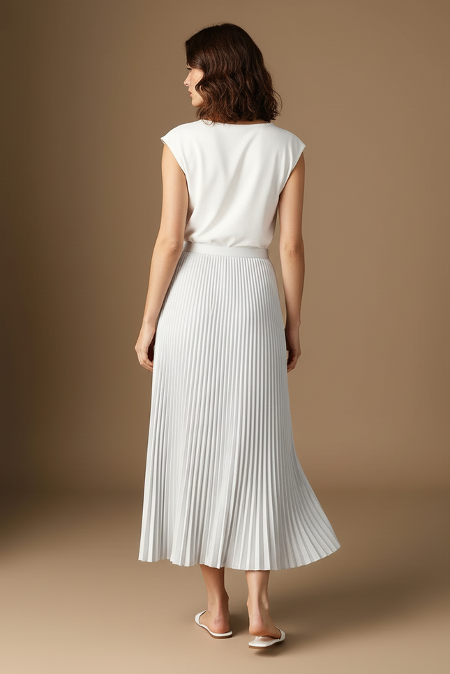 Jupe Mi-Longue Plissée Satin