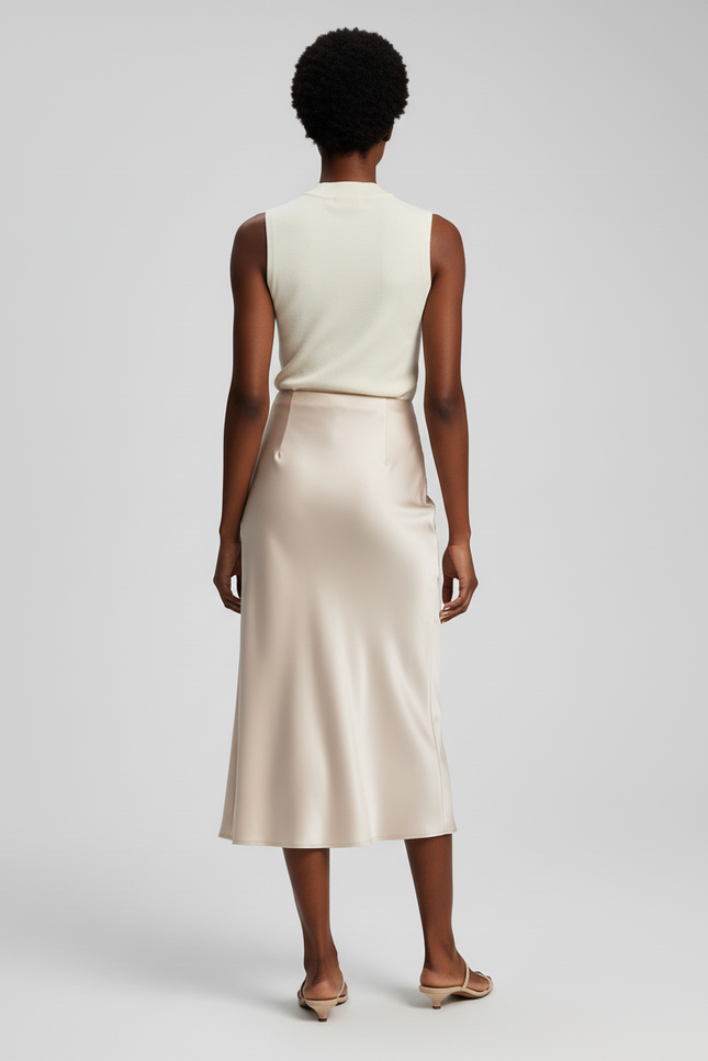 Jupe Satin Champagne Fluide Élégante Raffinée