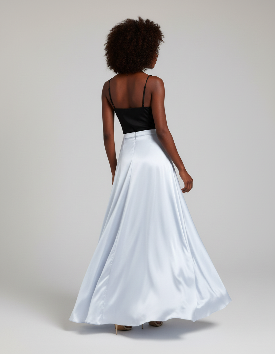 Jupe Satin Bleu Ciel