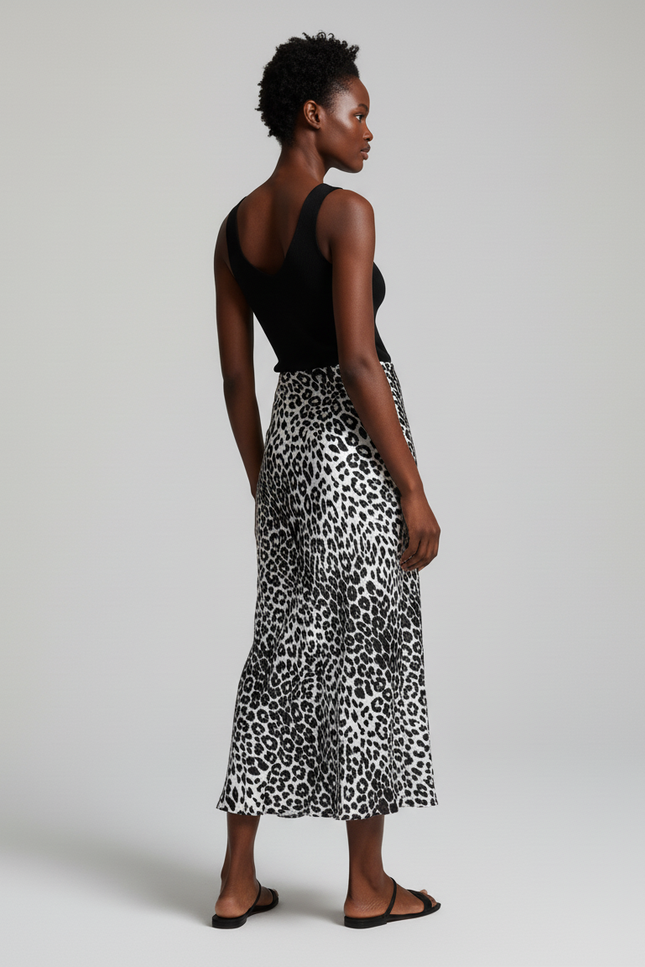 Jupe Longue Satin Leopard