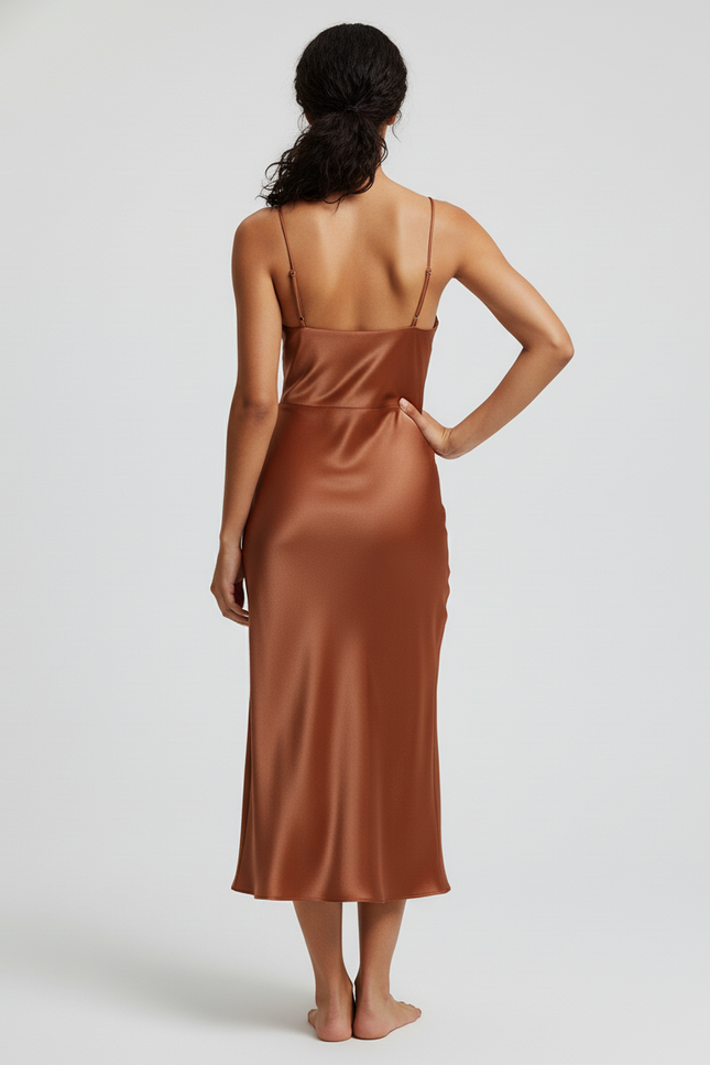 Jupe Satin Cuivrée Fluide Élégante