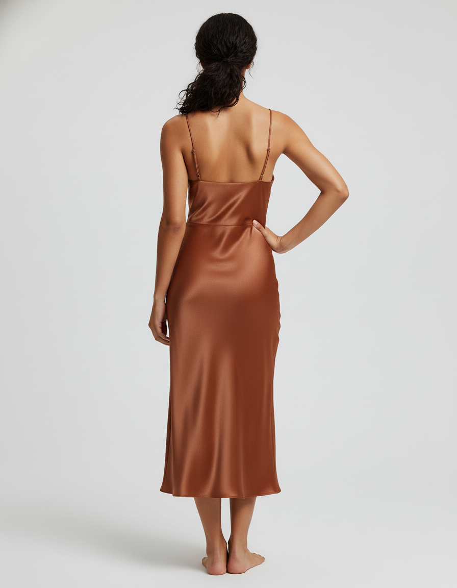Jupe Satin Cuivrée Fluide Élégante
