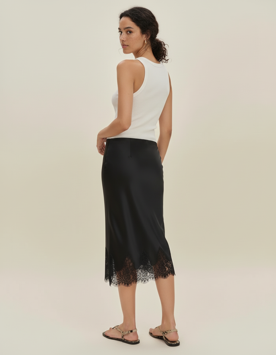 Jupe Midi Satin Style Nuisette