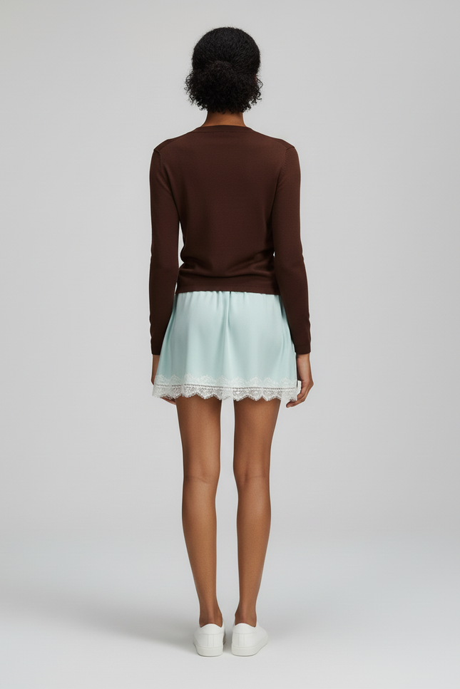 Jupe Satin Mini Bleu Clair Fluide