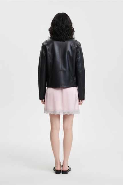 Jupe Satin Rose Pâle Dentelle Fluide Légère