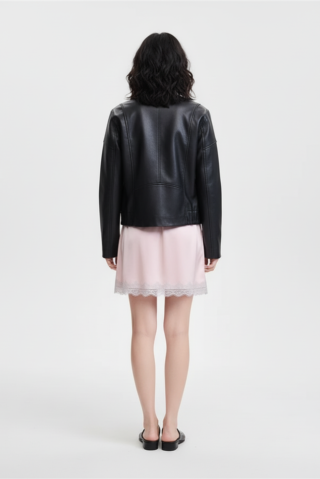 Jupe Satin Rose Pâle Dentelle Fluide Légère