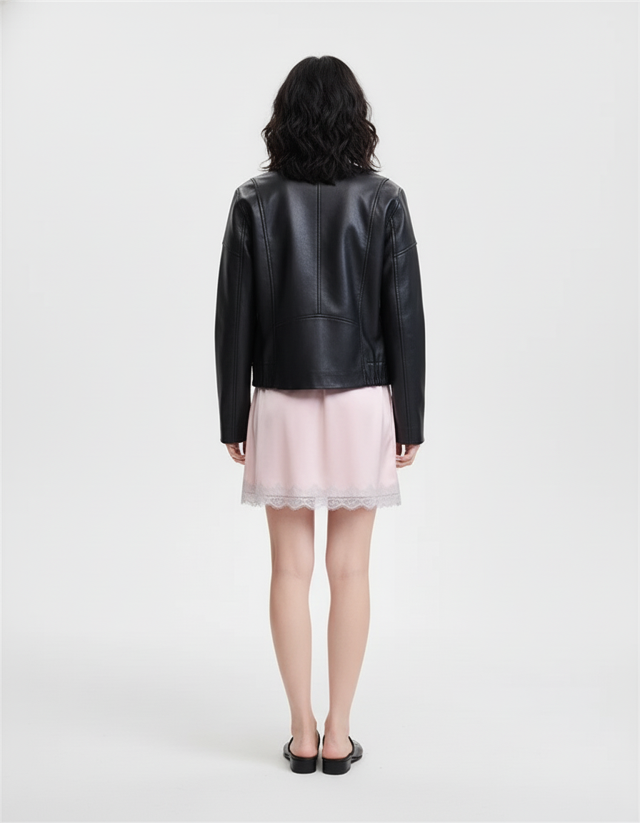 Jupe Satin Rose Pâle Dentelle Fluide Légère