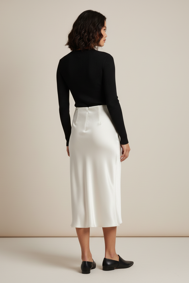 Jupe Satin Écru Fluide Chic