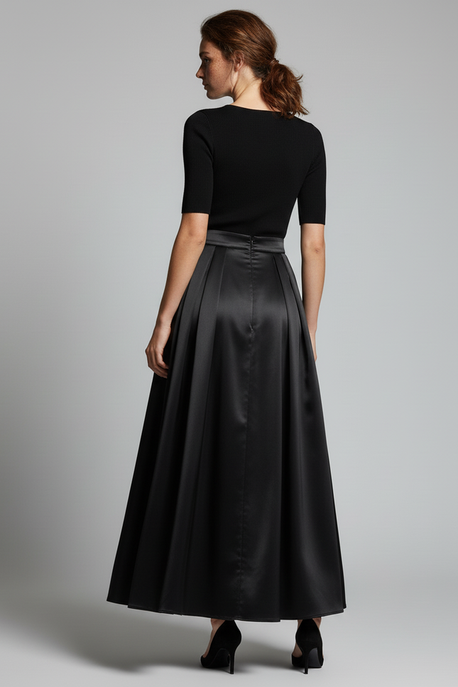 Jupe Plissée Noire Satinée