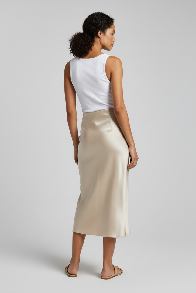 Jupe Satin Champagne Fluide