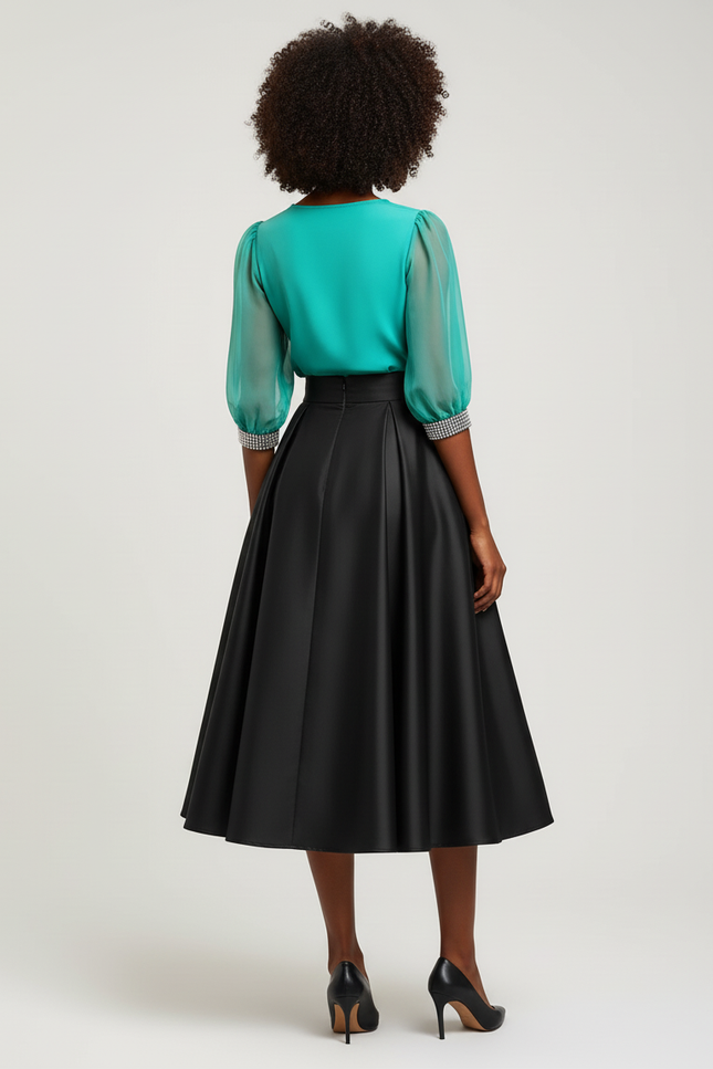 Jupe Satin Plissee Noire