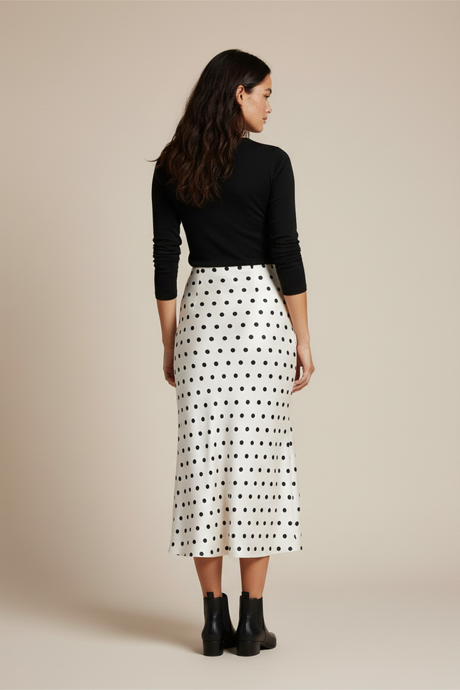 Jupe Satin À Pois Élégante