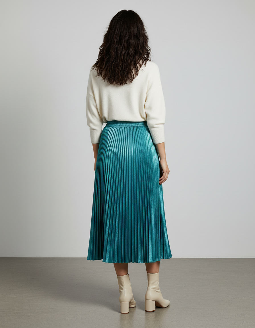 Jupe Longue Satin Turquoise
