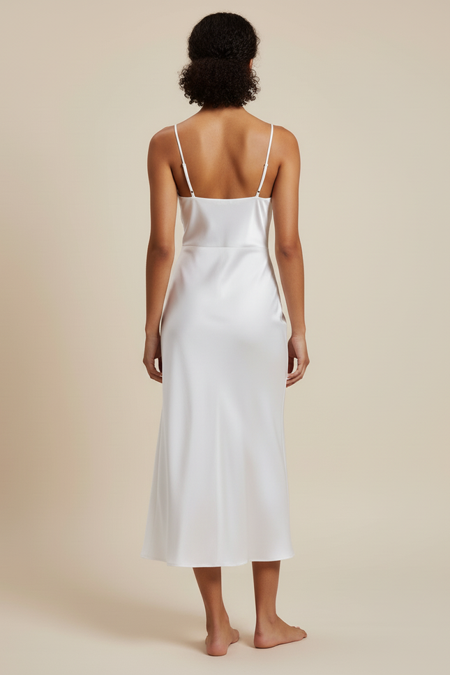 Jupe Satin Blanche Fluide Élégante Pure