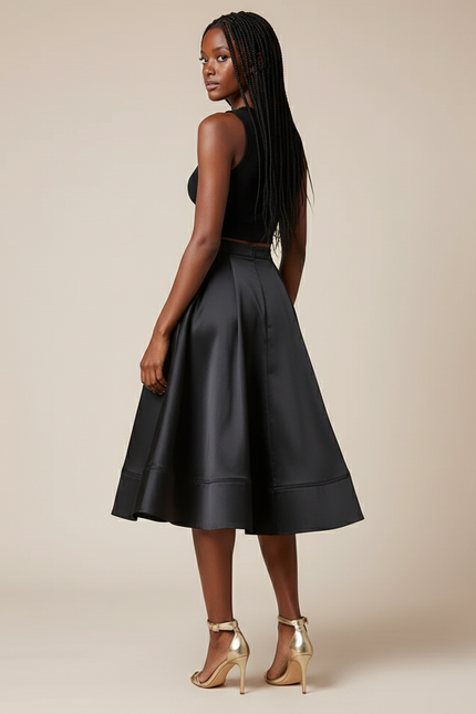 Jupe Cloche Satin Noir