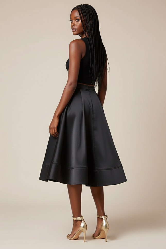 Jupe Cloche Satin Noir