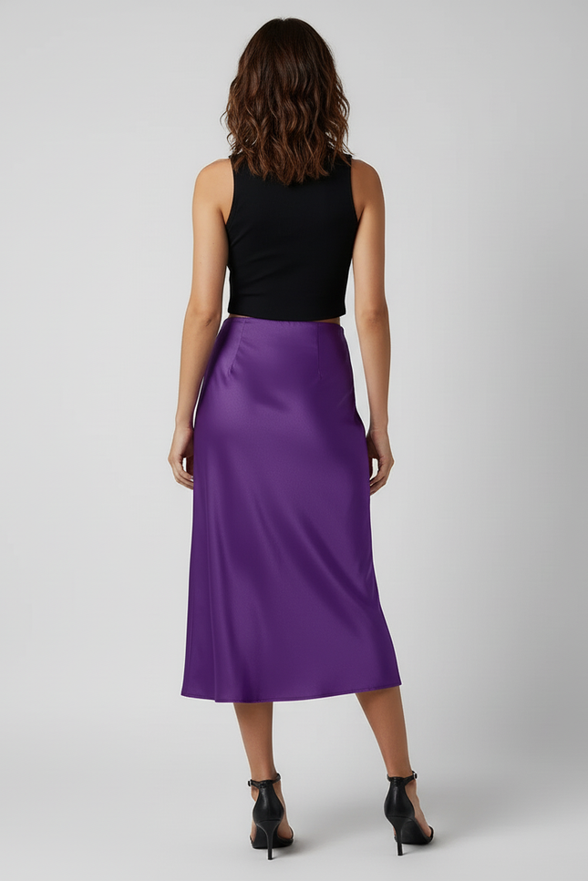 Jupe Satin Violette Fluide Élégante Raffinée