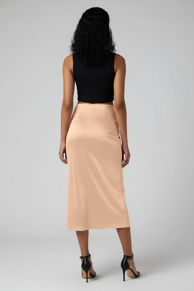 Jupe Satin Champagne Fluide Élégante Lumineuse