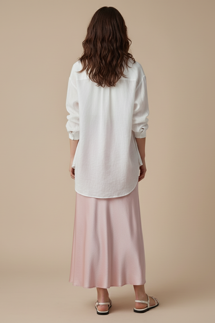 Jupe Satin Rose Beige