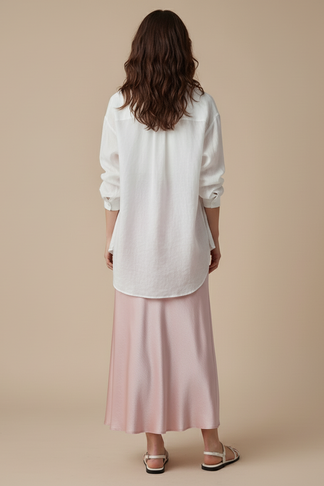 Jupe Satin Rose Beige