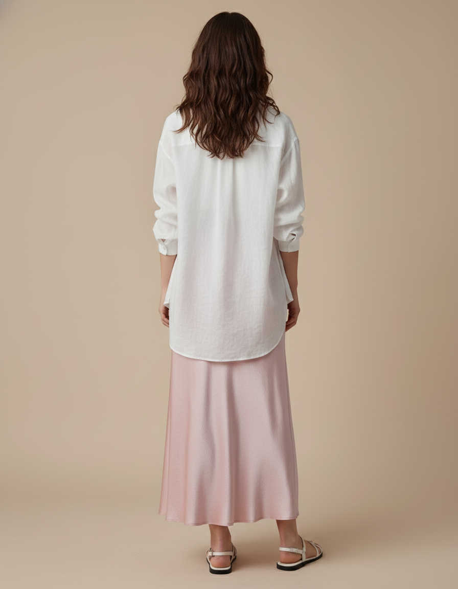 Jupe Satin Rose Beige