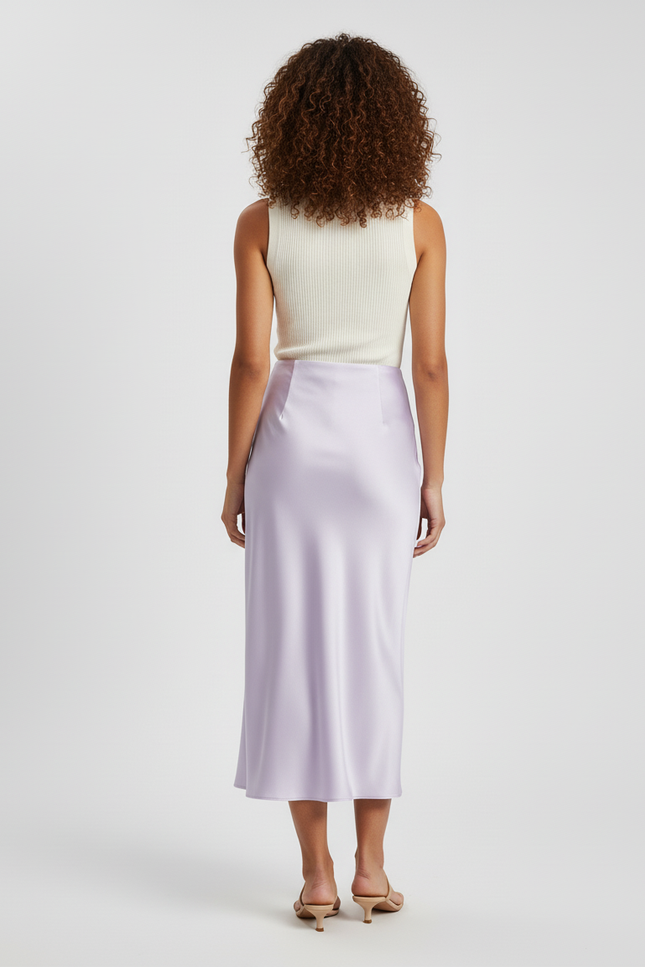 Jupe Satin Lavande Brillante Élégante