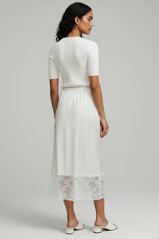 Jupe Satin De Polyester Blanche