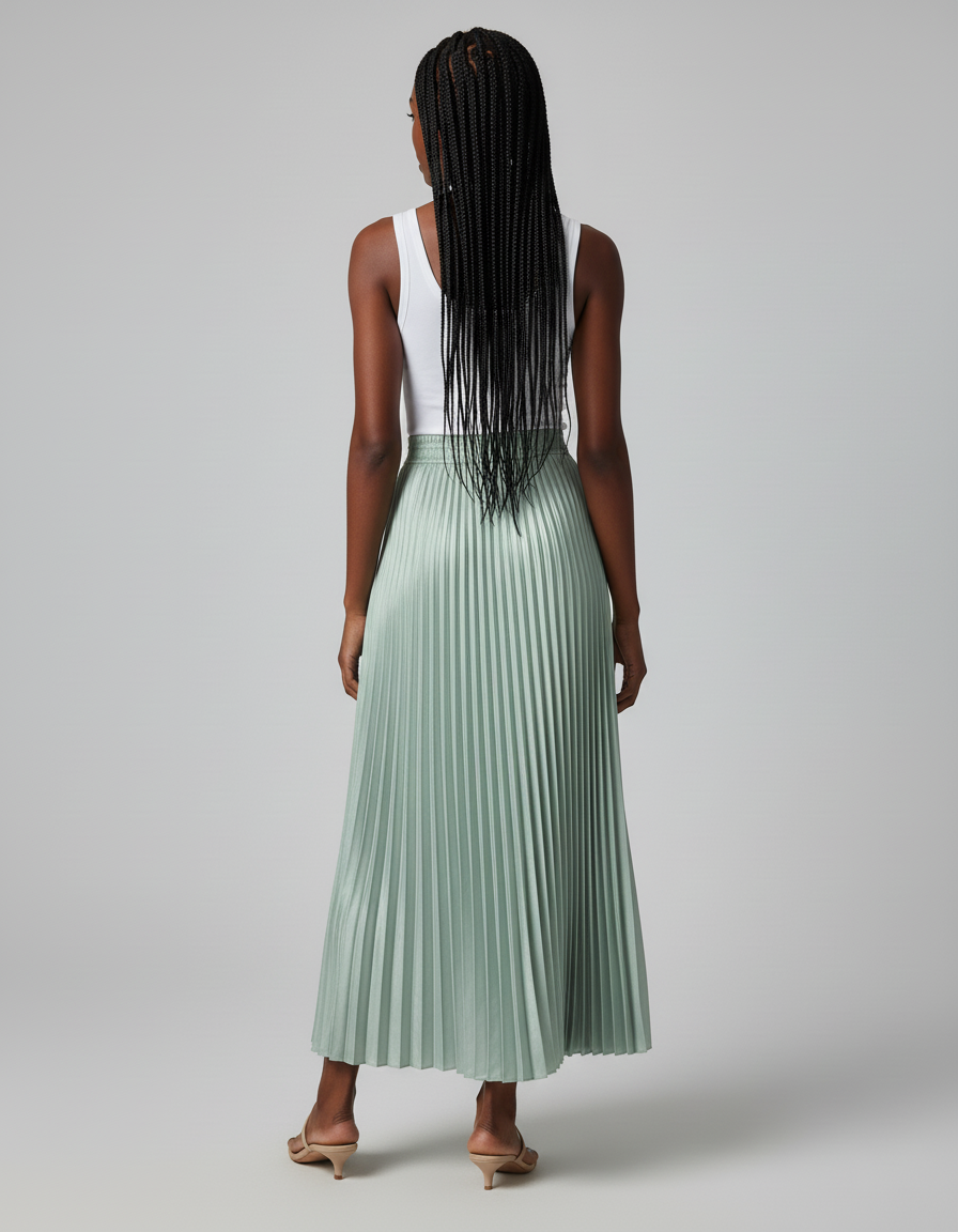 Jupe Satin Vert D'Eau