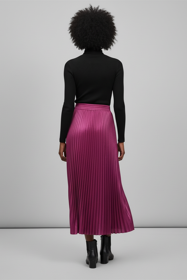 Jupe Longue Satin Bordeaux