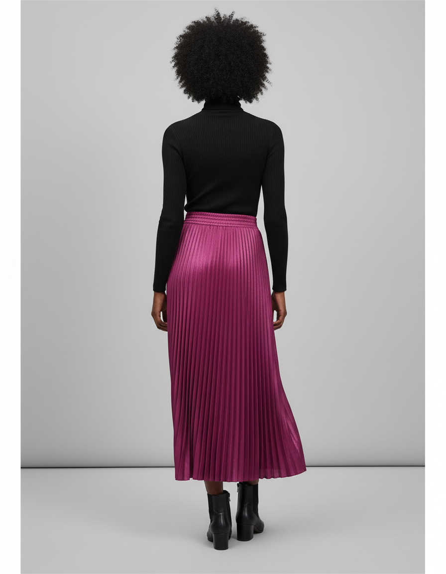 Jupe Longue Satin Bordeaux