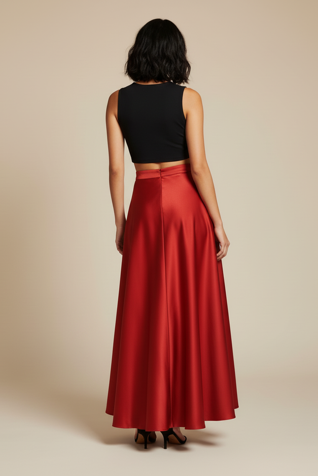 Jupe Cloche Satin Longue