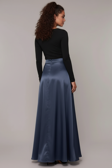 Jupe Bleu Acier Satin