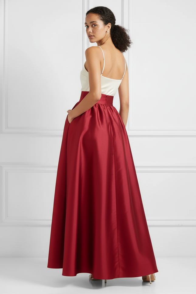 Jupe Soiree Satin Rouge