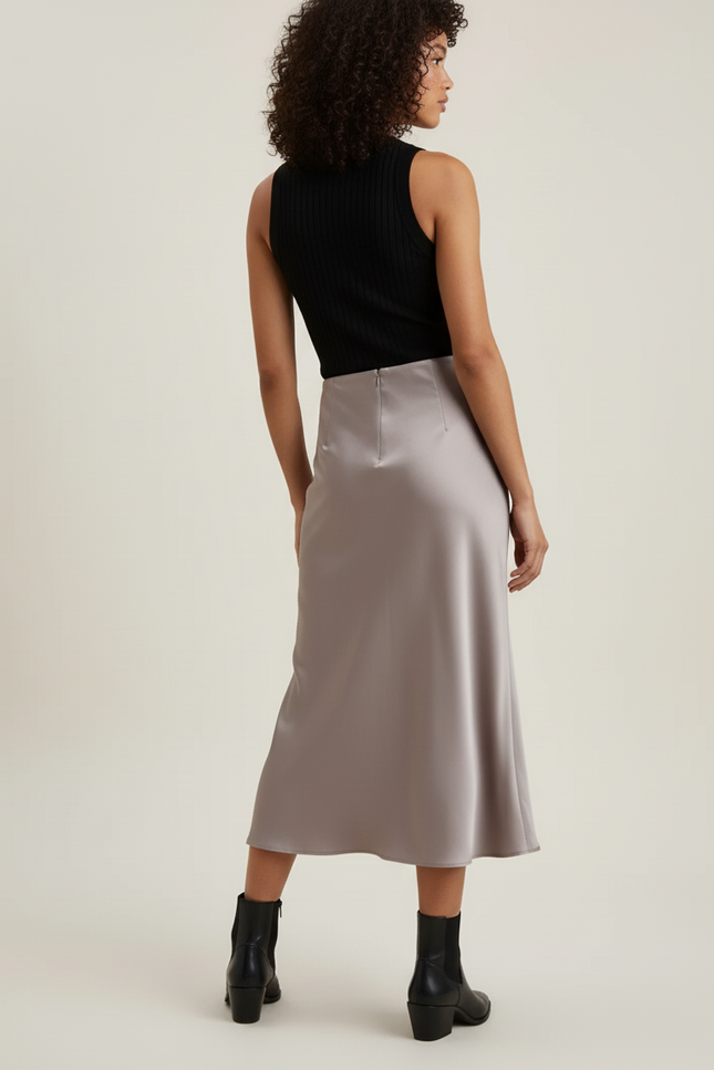 Jupe Satin Gris