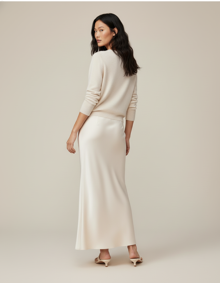 Jupe Longue Satin Champagne