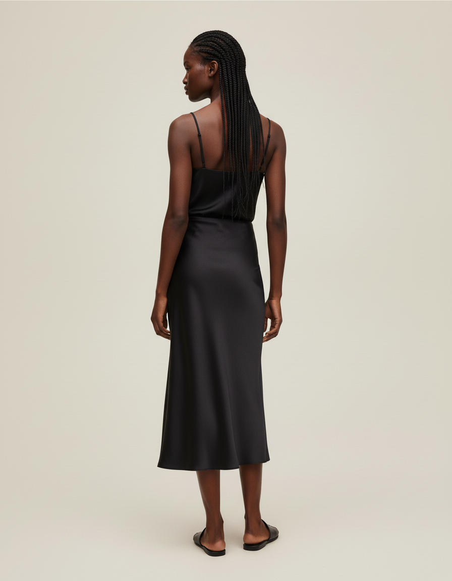 Jupe Satin Noire Fluide Élégante Raffinée