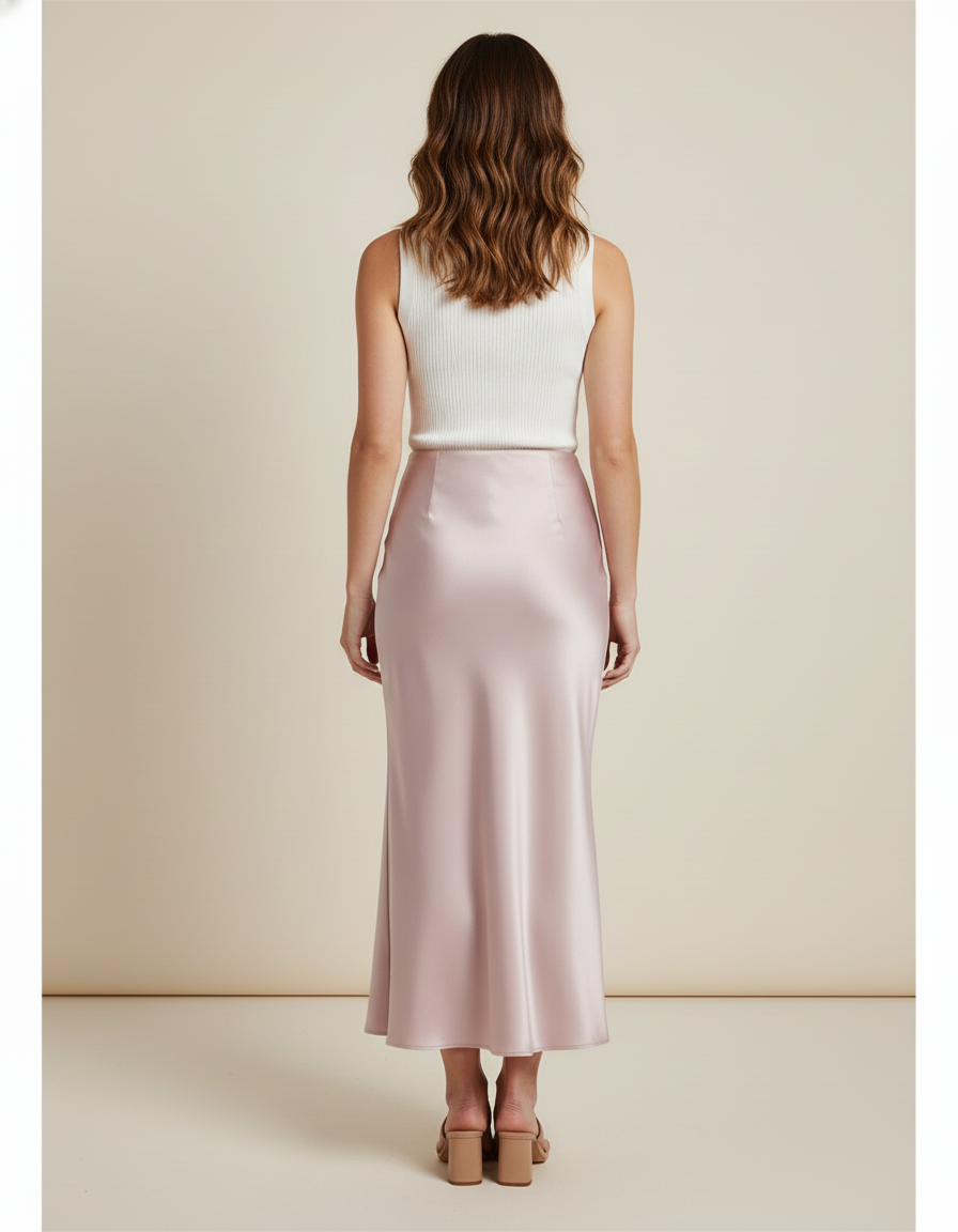 Jupe Satin Vieux Rose