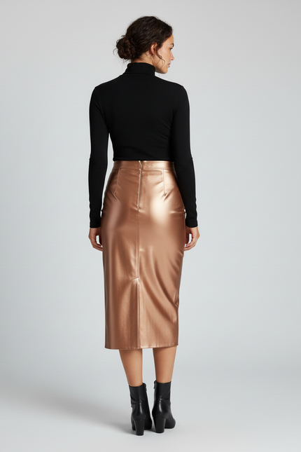 Jupe Satin Bronze Brillante Chic