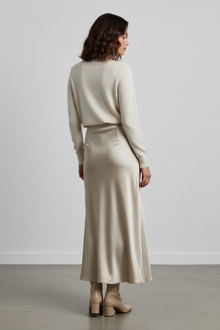 Jupe Longue Satin Creme