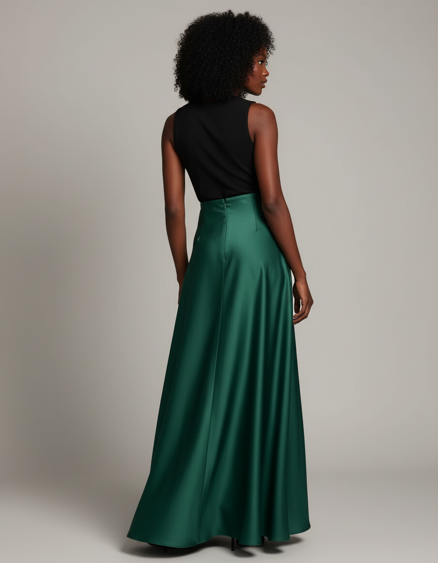 Jupe Satin Vert Sapin