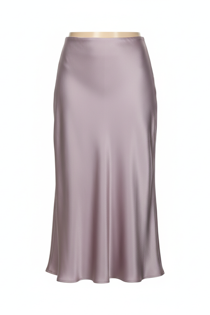 Jupe Midi Évasée En Satin Mauve