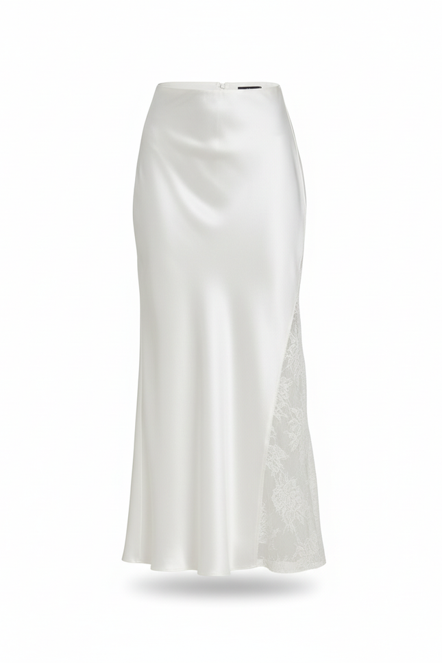 Jupe De Soirée Satin Longue Avec Fente Coté