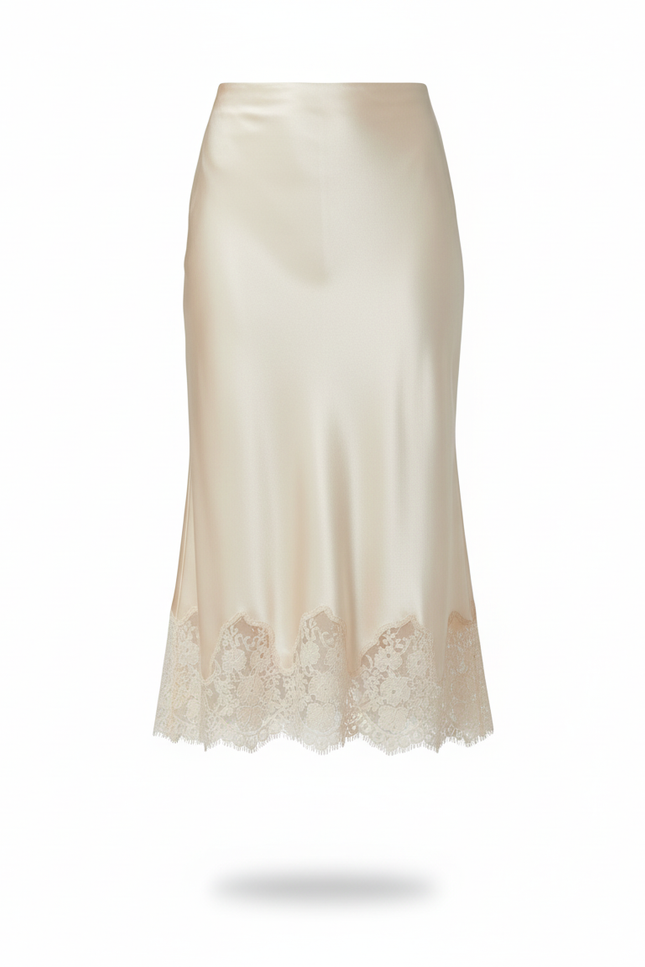 Jupe En Satin Soie Ceinture Elastiquée