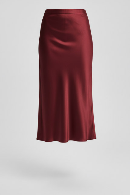 Jupe Satin Bordeaux Fluide Élégante