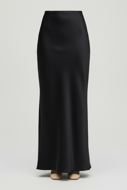 Jupe Crayon Noir Satin